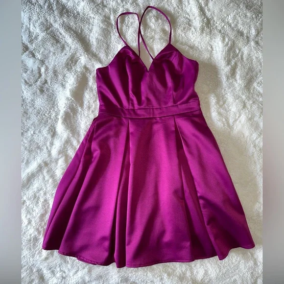 Pink Satin A-Line Skater Dress Lulus Size Small | Color: Pink | Size: S | Kari033's Closet